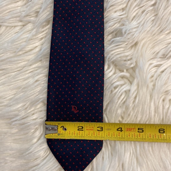 Christian Dior Man Tie so beautiful navy blue with red dots excellent condition - Picture 8 of 12